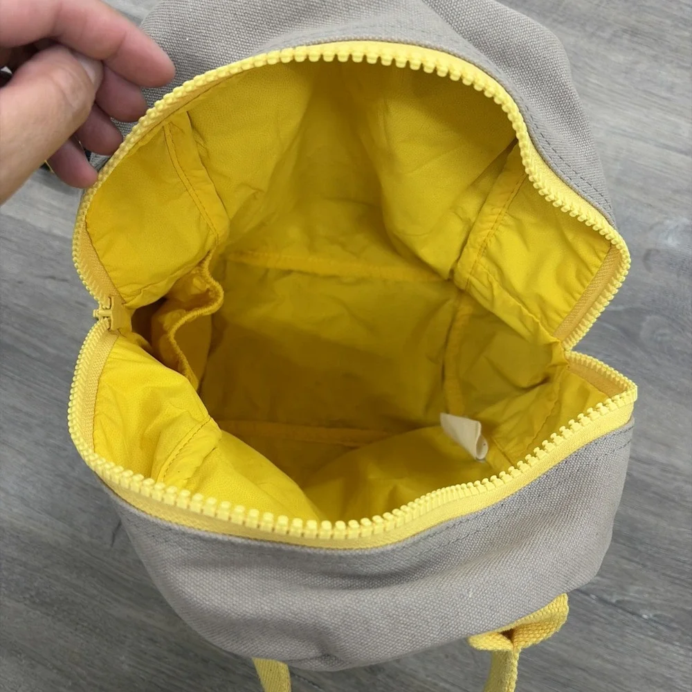 Fluf Zipper Work School Lunch Bag Grey Canvas Yellow Interior Pack Organic